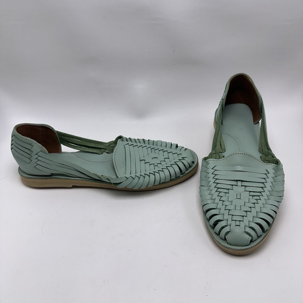 Espiritu Womens Mint Classic Huarache Sandals Woven Leather Flats Shoes Size 8